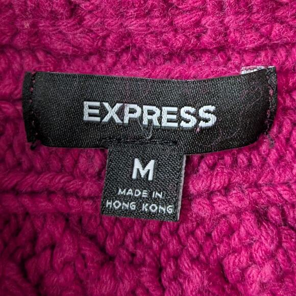 Express Magenta Knitted Bulk-Turtleneck Top | Women's M - Picture 3 of 6